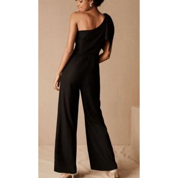 NWT BHLDN Windham One Shoulder Black Jumpsuit-sz 6